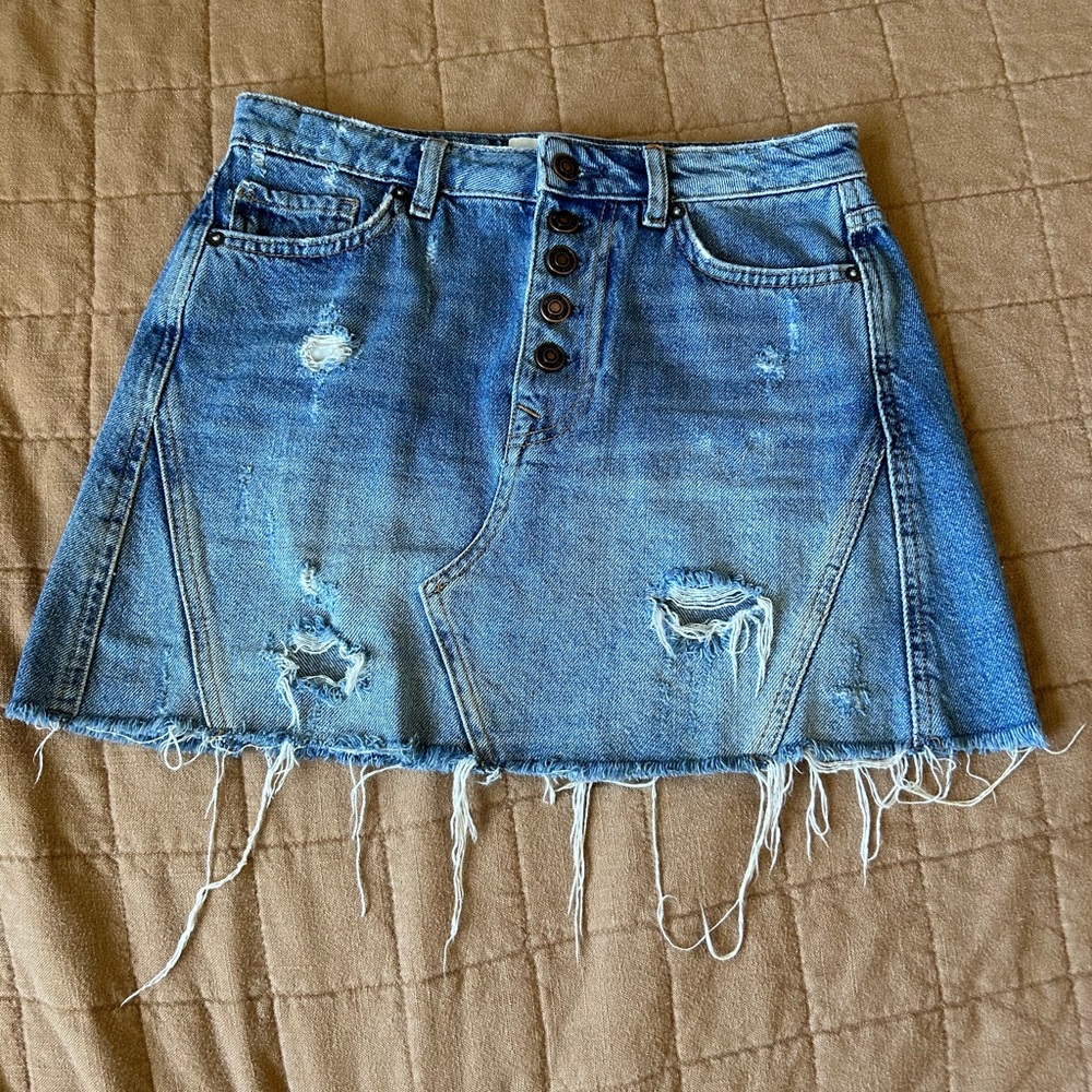 We the free Distressed Denim Skirt